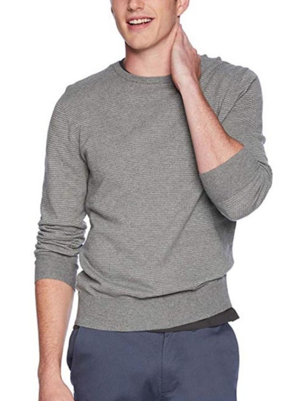 J. Crew Mercantile Men's Grey & Crewneck Cotton Long Sleeve Knit Sweater. Size L